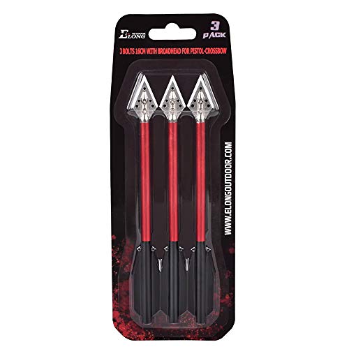 Aluminium Crossbow Bolts Arrows 6.5\" Steel Broadhead Tips Hunting Arrows for 50-80lbs Mini Crossbow Archery Pistol - Fishing Hunting Target Practice (Pack of 3)