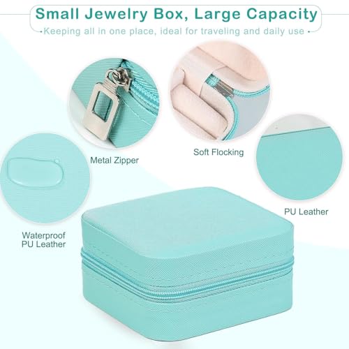Image of Mini Jewellery Travel Case, PU Leather Organizer Box, Small Portable Jewellery Storage Holder for Womens Rings Earrings Necklaces (GREEN)