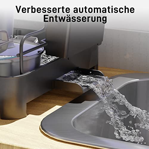 Foto von pickpiff 2 Ebenen Abtropfgestell, Geschirr Abtropfständer Geschirrabtropfgestell, Automatische Entwässerung (31.5 * 29.7 * 30cm), Premium-Material Abtropfgestell Schwarz