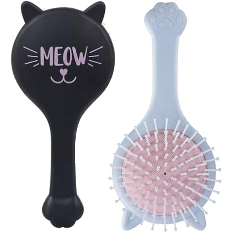 TaiBest Cute Cat Shape Hair Brush Set - Air Cushion Comb for Fine, Thick, Curly Hair- Hair Brush for Women, Men or Kids (Black & Blue) Cover