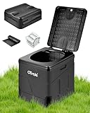 OTraki Campingtoilette Camping Toiletten, Mobile Toilette mit 12 Toilettenbeuteln Camping Klo Stabil Camping WC Kompakt Toilette Porta Potti für Outdoor, Festival, Stau, Zelten, Schwarz