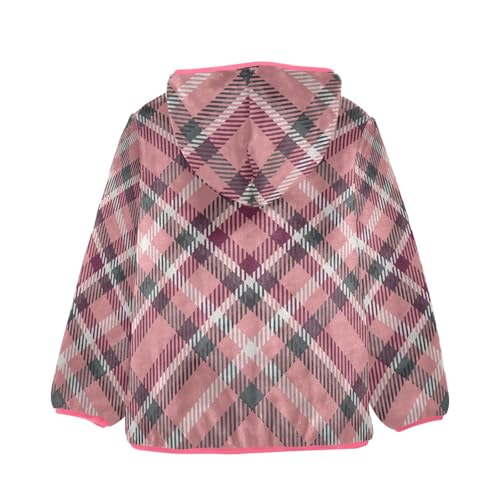 GuoChe Plaid Red Pink Girls Sherpa Jacket With Hood2