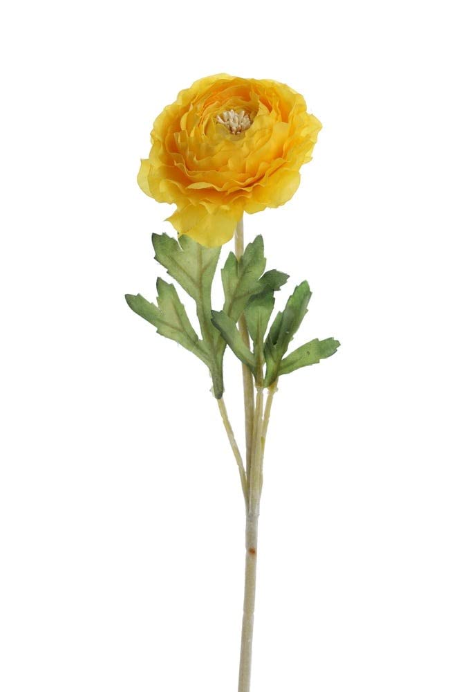 homes r us هومز أر أس Single Flocked Faile anunculus Artificial Flower (Bright Yellow, 46 Cms) Height: 46Cm Yellow