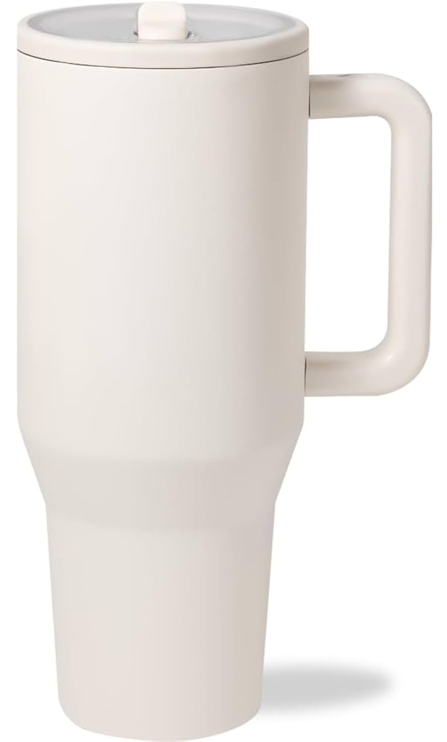 Moderner Trinkbecher mit Griff und einfachem Klapp-Trinkhalm, auslaufsichere Wasserflasche, wiederverwendbar, isolierter Edelstahl und Gummiboden, Geschenk für Damen und Herren, Reisende