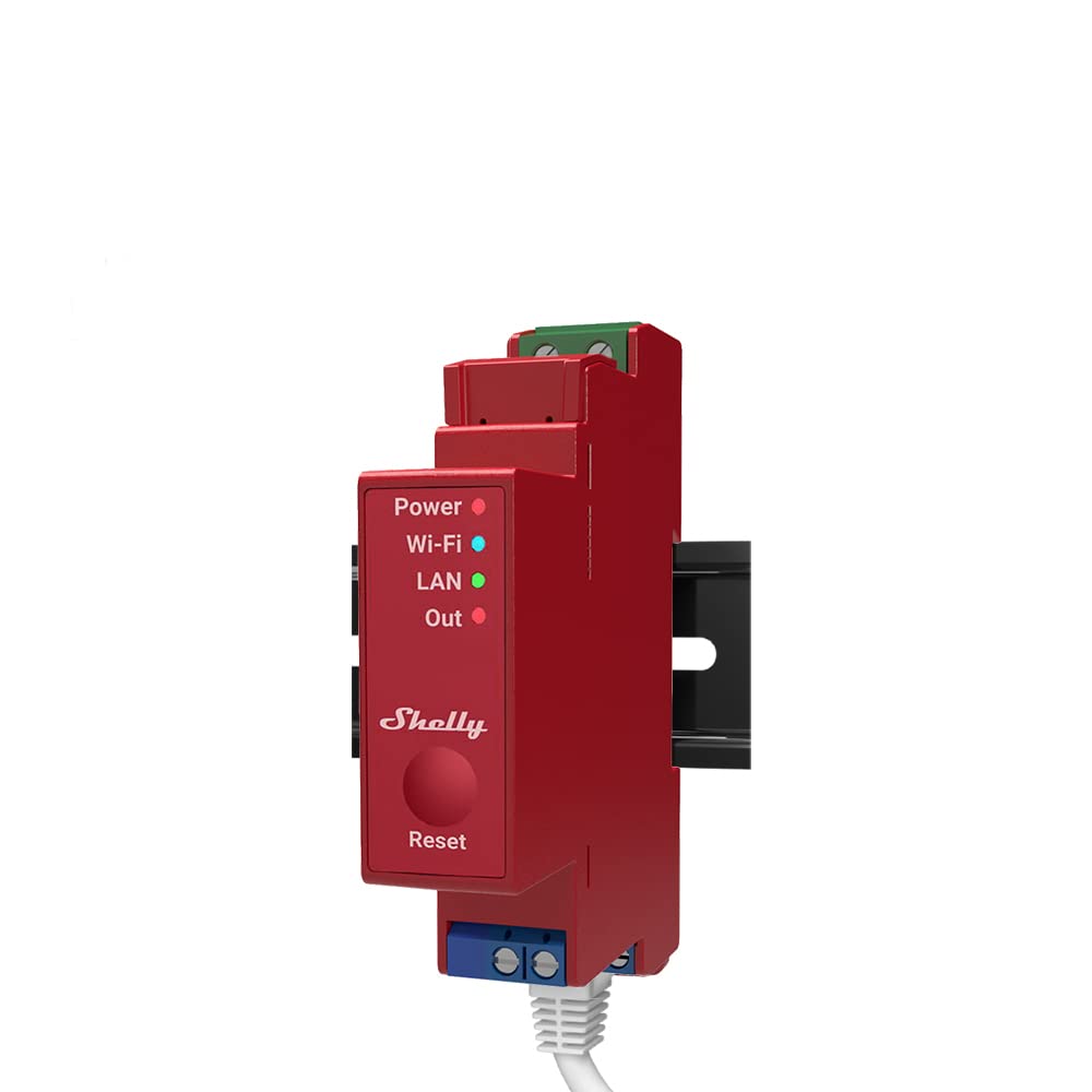 Shelly Pro 1PM - Relé de conexión inalámbrica inalámbrica inalámbrica con Bluetooth, 1 canal, barra DIN, profesional
