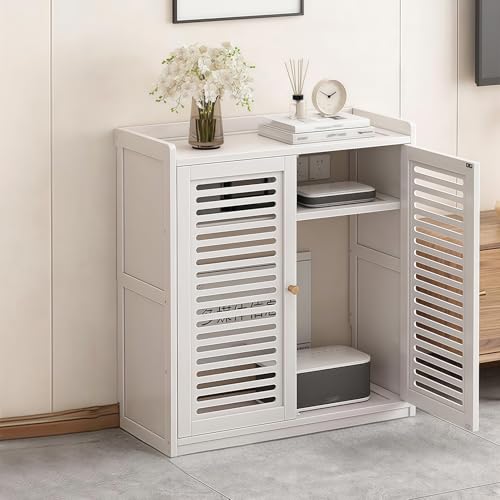 Armoire de rangement autonome multimédia avec étagères amovibles