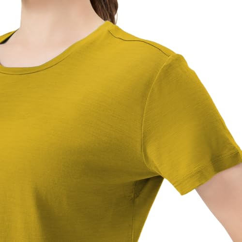 100% Merino Wool Round Neck T-Shirt Women's Short Sleeve Outdoor Hiking, Base Layer Women Short Sleeve4
