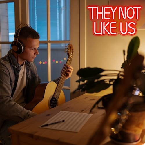 Image of They Not Like US Neon Sign, Dimmable LED PgLang Music Neon Signs for Wall Decor, Christmas Ornamentm Black Culture Neon Light Kids Wall Art Room Bedroom Birthday Gift(15.7 * 8.6 In)