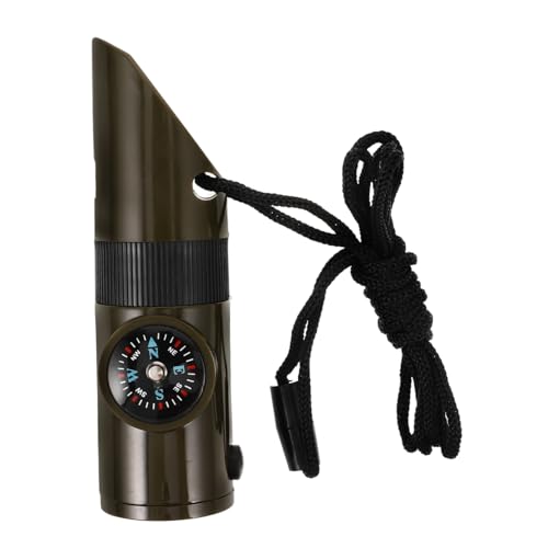 SUPVOX 5pcs Multi-Functional Survival Whistle with Compass Thermometer and Torch Portable Outdoor Accessory for Hiking Camping Fishing Boating and Emergency Situations for Safety and