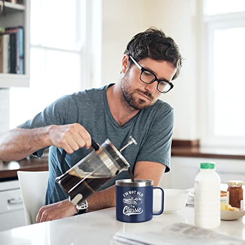 Fathers Day Gifts, Dad Men Insulated Tumbler Mug With Handle & Lid From Daughter Son Wife, Birthday Papa Daddy Coffee Cup Presents, Best Dad Ever, I'm Not Old, I'm Classic, Retirement Christmas Gift #TOP5