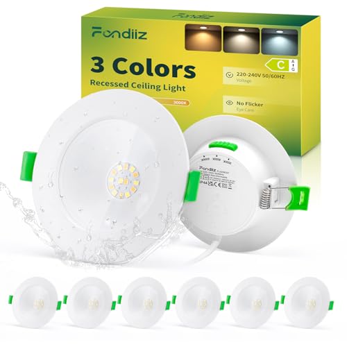 Fondiiz Faretti LED da Incasso per Cartongesso 5W 690lm, Faretti LED Soffitto Incasso Luce Calda Luce Naturale Luce Fredda, Foro 75-90mm, IP44 Faretti incasso Cartongesso, Set di 6