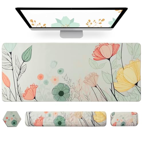 Tapis de souris avec repose-poignet au design ergonomique pour grand bureau de télétravail