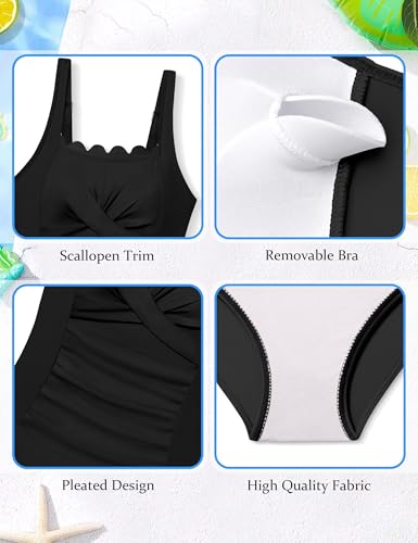 Image of Shallmu Girls Swimsuit Color Block Adjustable Straps One Piece Summer Bathing Suit for Girls 9-16 Years