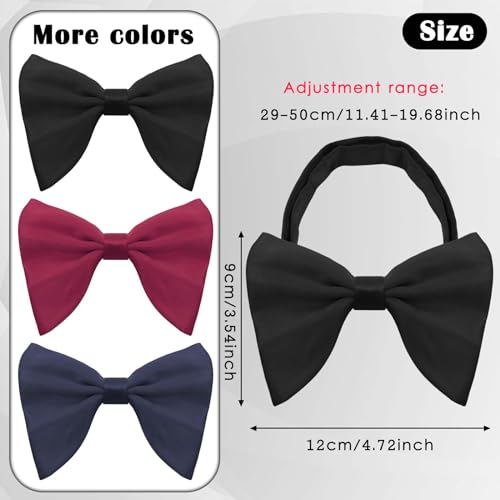 Image of Luckyvestir Oversized Bow Ties for Men, Black /Red Big Bow Tie, Solid Color Pretie Bowtie Men for Tuxedo Wedding