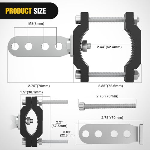 image for Nilight Motorcycle Light Bar Tube Clamp Bracket Fit from 0.7 to 2Inch 