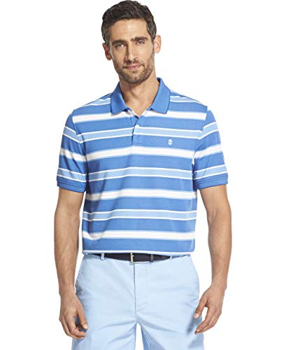 IZOD Men's Advantage Performance Short Sleeve Stripe Polo, True Blue, XX-Large