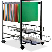 Advantus Mobile File Cart with Sliding Baskets, Metal, 2 Drawers, 1 Bin, 12.88" x 15" x 21.13", Black