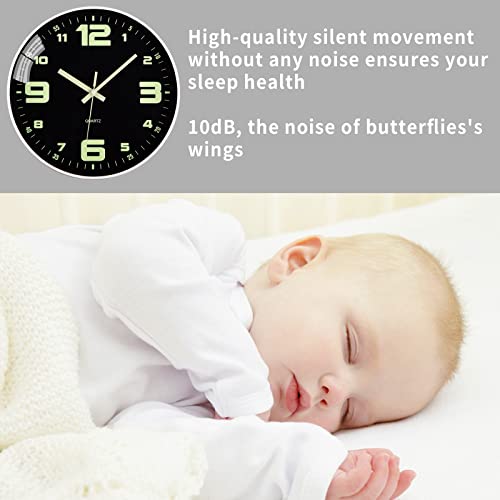 ACCSHINE Leuchtend Wanduhr Ohne Tickgeräusche Lautlos 30cm Quarz Modern Groß Batterie Betriebene Wanduhr Einfach zu Lesen für Wohnzimmer Zuhause Küche Schlafzimmer Büro Schule (Leuchtend Wanduhr B)
