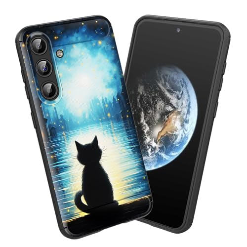 smauncucn for Galaxy S25 Case,Soft TPU Slim Fashion Anti-Fingerprint Non-Slip Protective Phone Case Cover for Samsung Galaxy S25 5G (6.2") 2025,Black Cat