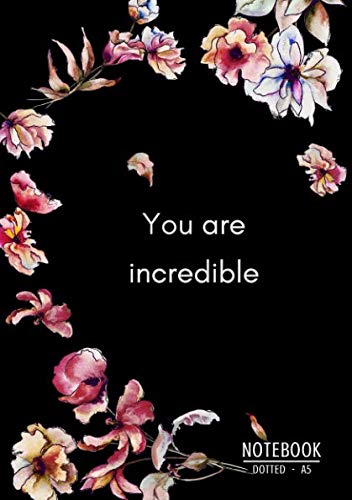 Dotted Notebook A5: Dot Grid Journal Medium with Numbered Pages | Cute Flower Black Design