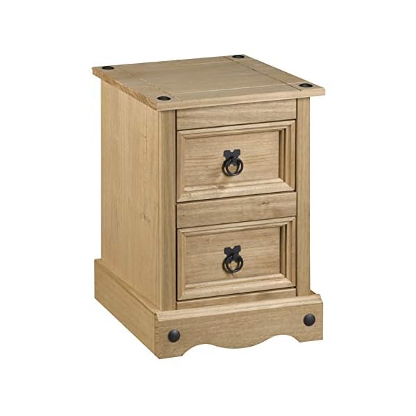 Corona Pair 2 Drawer Bedside Table, pine, 36cm x 32cm x 53cm - Image 5