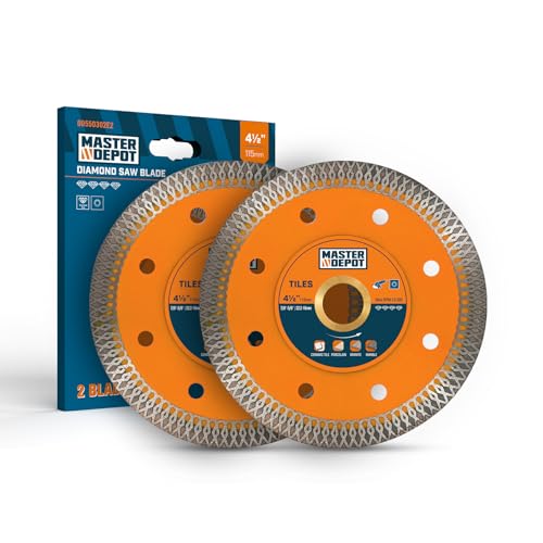 7 Inch Ultra-Thin Turbo Mesh Diamond Blade for Cutting Porcelain, Ceramic, Marble, Granite, 2 Pack for Handheld Saws and Angle Grinders, Dry and Wet Use, 7/8'-5/8' Arbor