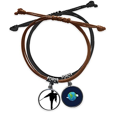 Pulsera Shaolin de cuero y cuerda trenzada negra de diseño artesanal estilo Kung Fu Chino