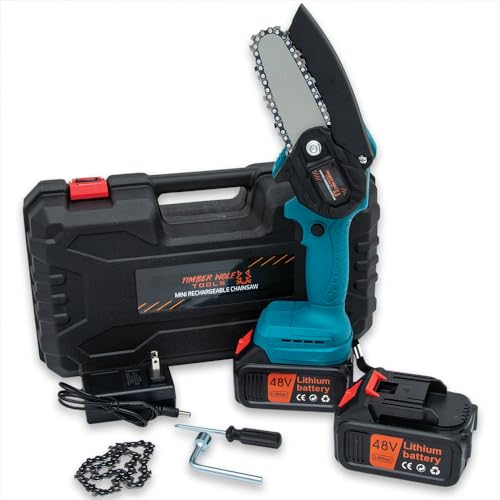 Timber Wolf Tools Mini Rechargeable Chainsaw with Carry Case | 4" Chain