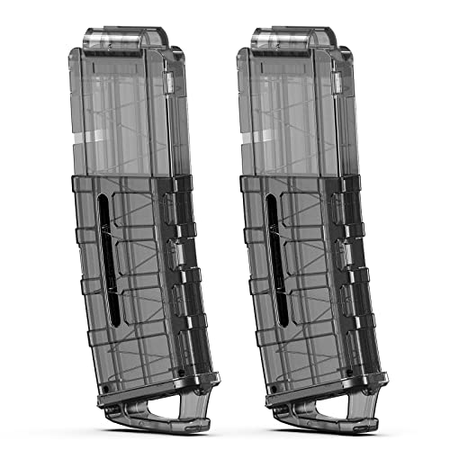 SnowCinda 12-Darts Banana Magazines Clips for Nerf Toy Dart Gun, 2 Pack Quick Reload Bullet Clip Compatible with Most Toy Guns (Transparent Black)