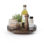 9'' Lazy Susan Turntable Organizer for Table Top, Wooden Lazy Susan Cabinet