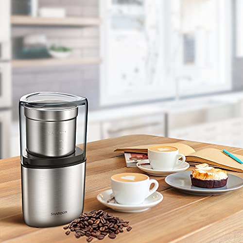 Image of SHARDOR Electric Coffee Bean Grinder, Spice Grinder, 1 Removable Bowl with Stainless Steel Blade, Silver