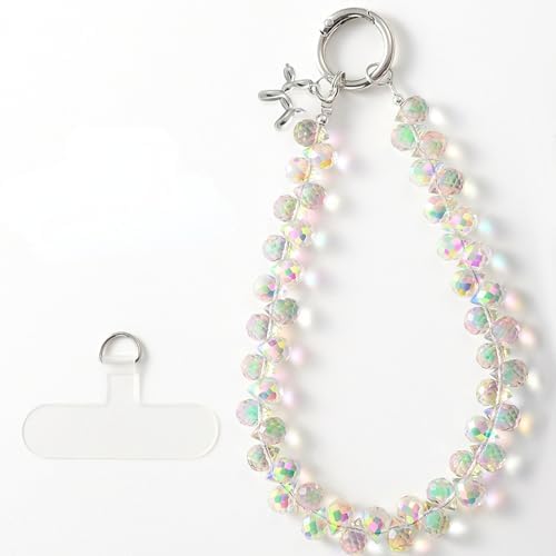 richginker Crystal Beaded Phone Wrist Strap - Sparkling Phone Charm Lanyard with Tether Tab, Hands-Free Wristlet Bracelet Strap for Women, A-Crystal AB — view 7