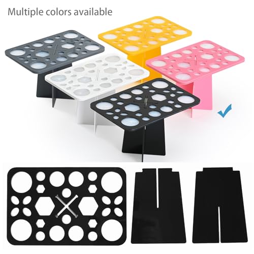 Luckyiren Acrylic Drying Rack for Brushes, Collapsible Stand with 28 Slots for Nail, Paint, and Makeup Brushes – Black, Unisex, Ideal for Artists and Enthusiasts