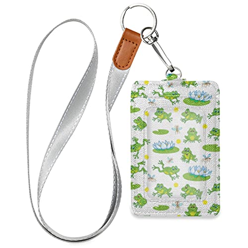 Porte-badge OTVEE cordon tour de cou porte-clés simili cuir grenouille