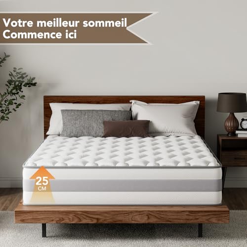 Matelas hybride 160x200 25 cm H3/H4 réversible HOMAVO