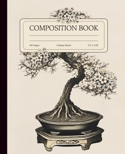 Composition Notebook for Students &ndash; Vintage Japanese Cherry Blossom Bonsai Design | College Ruled...