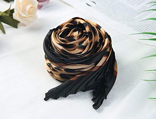 Allegra K Leopard Print Pleated Rhombus Scarf Neck Scarves Neckerchief for Women Lady2