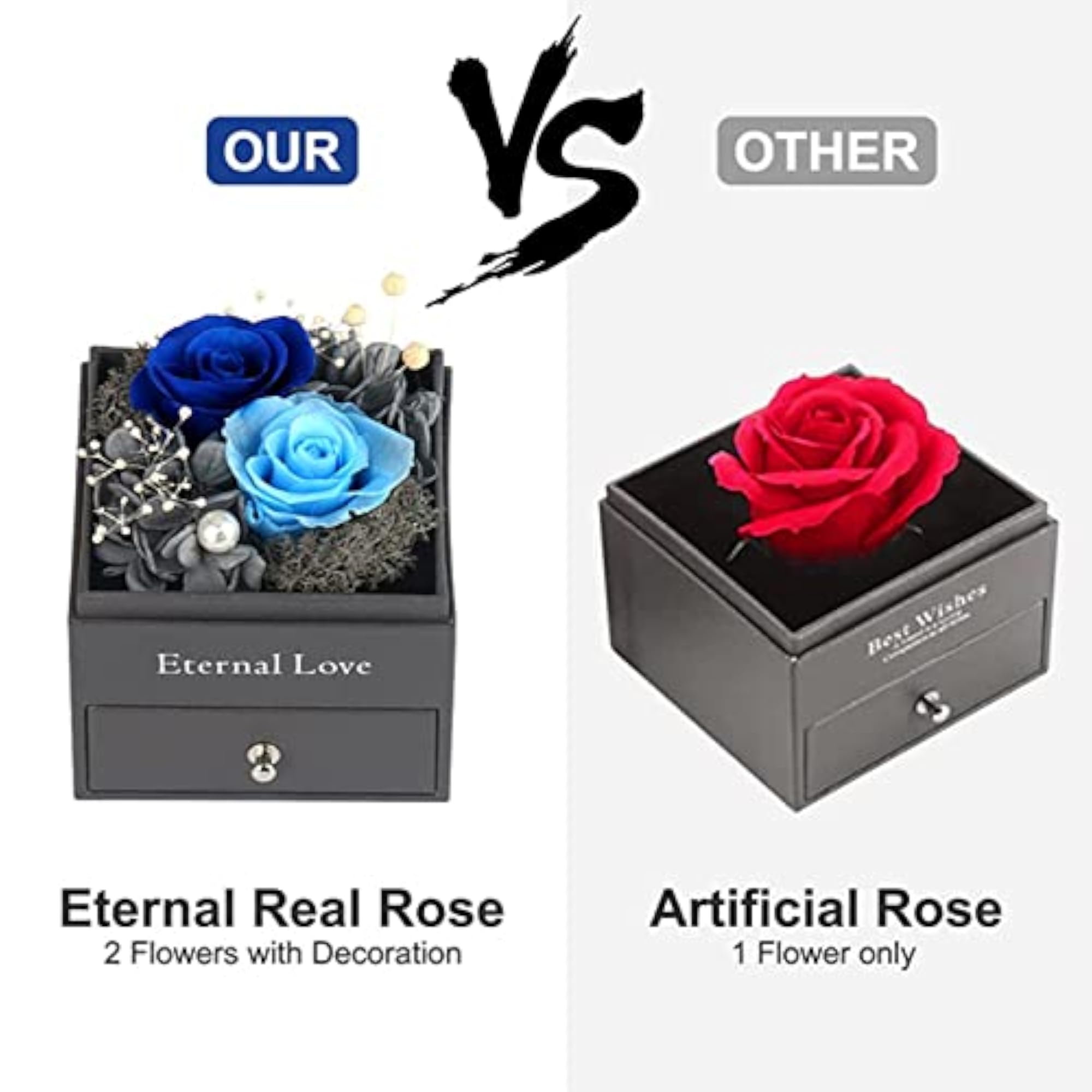 Preserved Rose Gift Box with Jewelry, Thoughtful Gesture