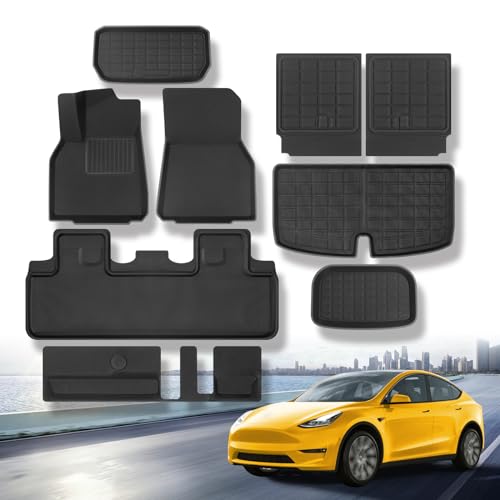 JUZISHU Floor Mats Compatible for Tesla Model Y 7 Seater