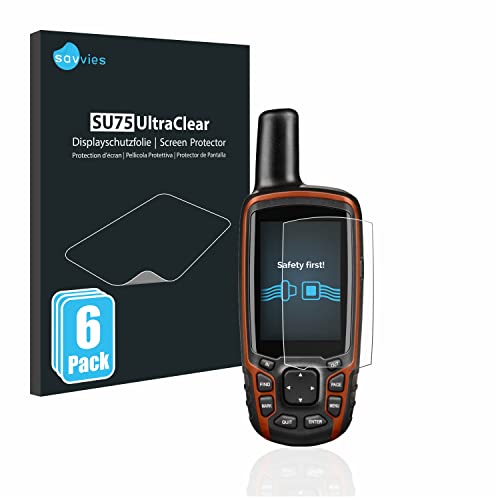savvies Protector Pantalla para Garmin GPSMAP 64s (6 Unidades) Película Ultra Transparente