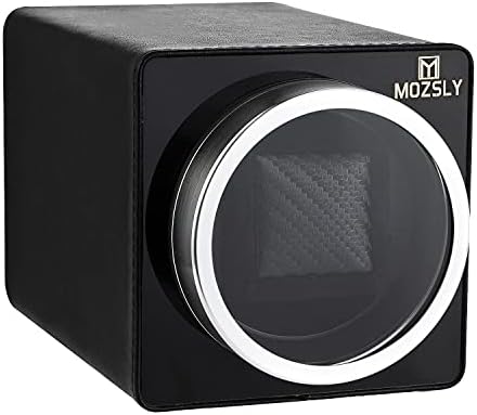 MOZSLY Einzel-Uhrenbeweger für Automatikuhren mit leisem Motor und 12 Drehrichtungen Leder