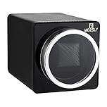 MOZSLY Single Watch Winder for Automatic Watches with Quiet Motor 12 Rotation Mode Setting Black Leather