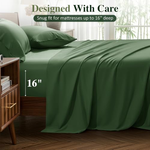 Image of 100% Organically Grown Bamboo Viscose Queen Sheet Set with Pockets on Side