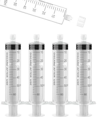Image of 60mL Luer Lock Syringes without Needle - Syringe with Cap, Sterile Individually Sealed, Professional, Industrial & Personal Home Care, 10 Pack