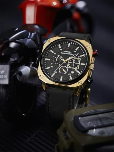 Image of French Connection Chronexis Black Dial Chronograph Watch for Men - FCB19GBL