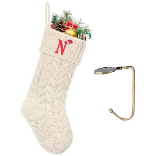 Initial Christmas Stockings,Monogram Letter Stocking Knit Family Stockings