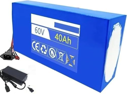 ZHANGshouf Paquete de baterías de iones de litio de 60 V 40 Ah 16S8P para bicicleta eléctrica, scooter, ciclomotor, 67,2 V2 A, cargador con descarga BMS T+coche, UE