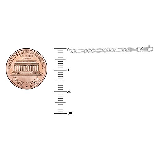 Ritastephens Sterling Silver or Gold Tone Italian 2.1mm Figaro Link Chain Anklet, Bracelet, or Necklace3