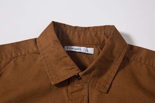 Tronjori Boys Long Sleeve Button Down Cotton Casual Shirt Dress Shirt School Uniform3