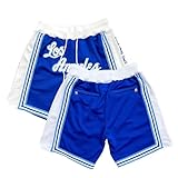 So soyeabo Mesh Basketball Shorts Drawstring Retro Casual Fashion Short with Pockets for Men Women (US, Alpha, Large, Regular, Regular, LosAngeles Blue)